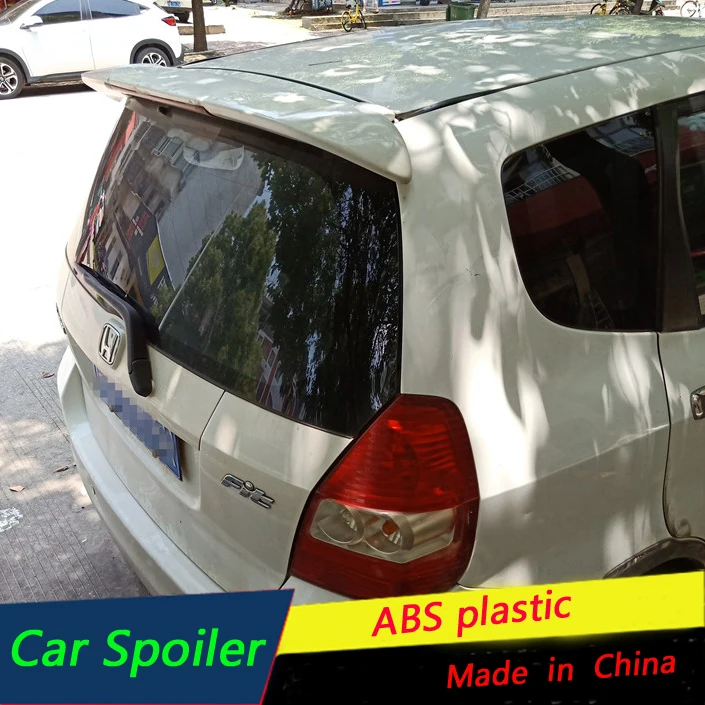 

For Honda Jazz Spoiler With Led Light ABS Material Car Rear Wing Primer tail Spoiler For 2004-2007 Honda Fit Sport Spoiler 2006