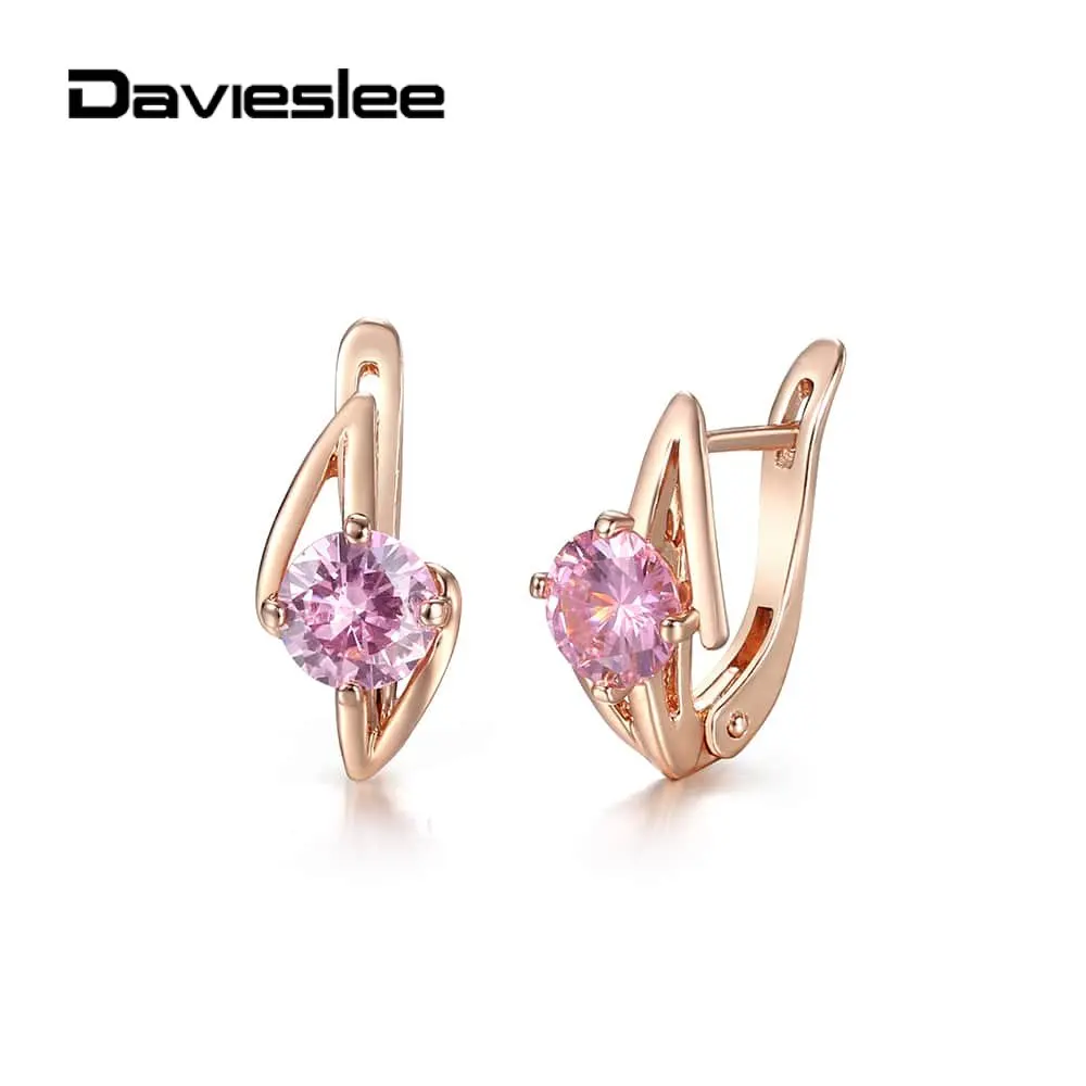 Серьги Davieslee из камня для женщин 585 розовое золото заполненные розовым и синим