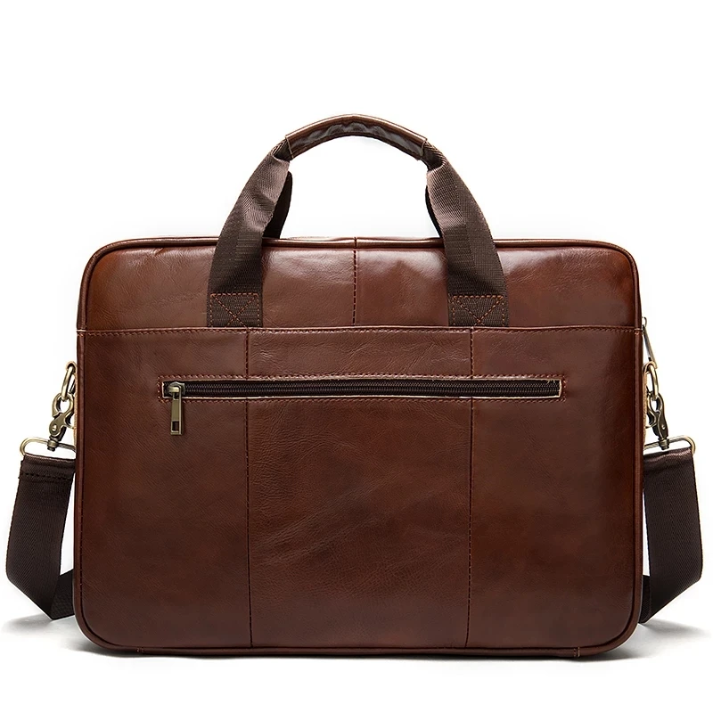 

Genuine Leather Handbag Men Shoulder Hand Bag Laptop For Document A4 Business Briefcase Male Work Office Brown Big Bolsas 2020