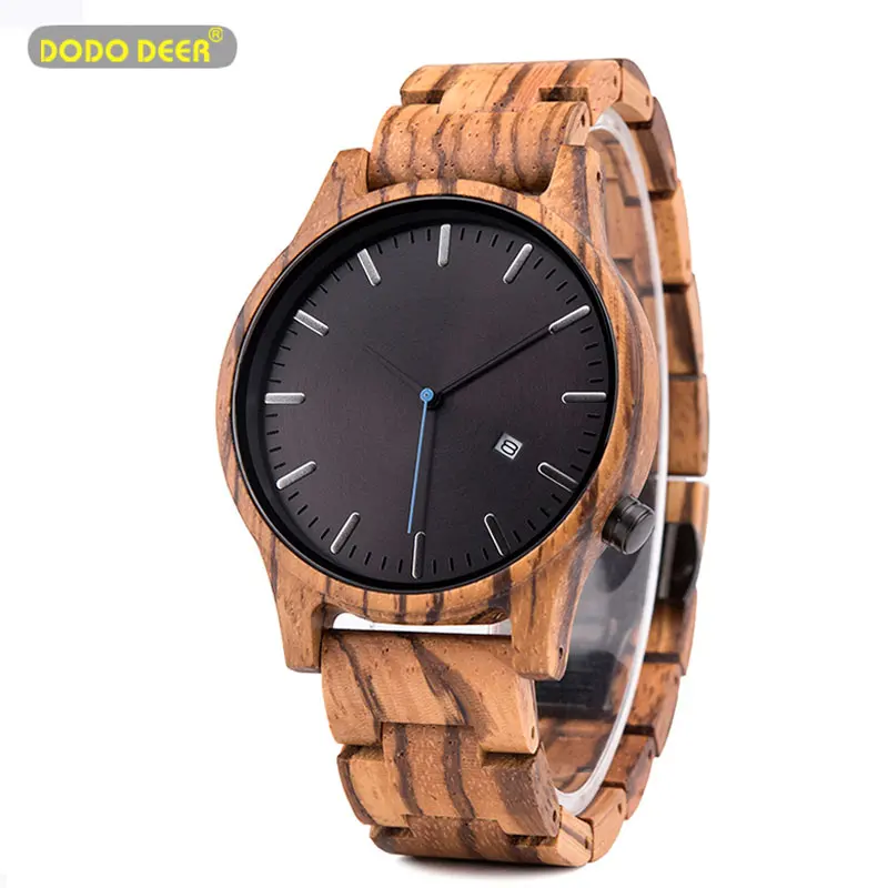 

DODO DEER Wood Watch men Military Analog Quartz Movement Date Wooden Watch Male Wristwatches relogio masculino B09 Oem Dropship