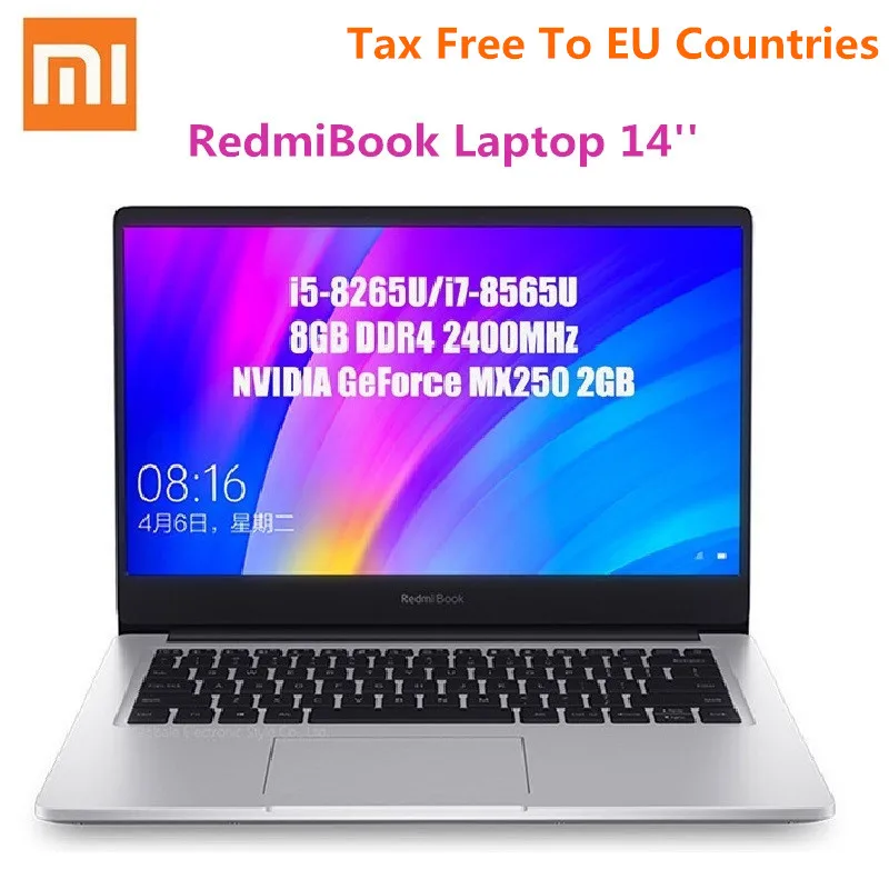 Ноутбук Xiaomi RedmiBook 14 дюймов Intel Core i7 8565U NVIDIA GeForce MX250 четырехъядерный 8 Гб RAM 512 ГБ SSD