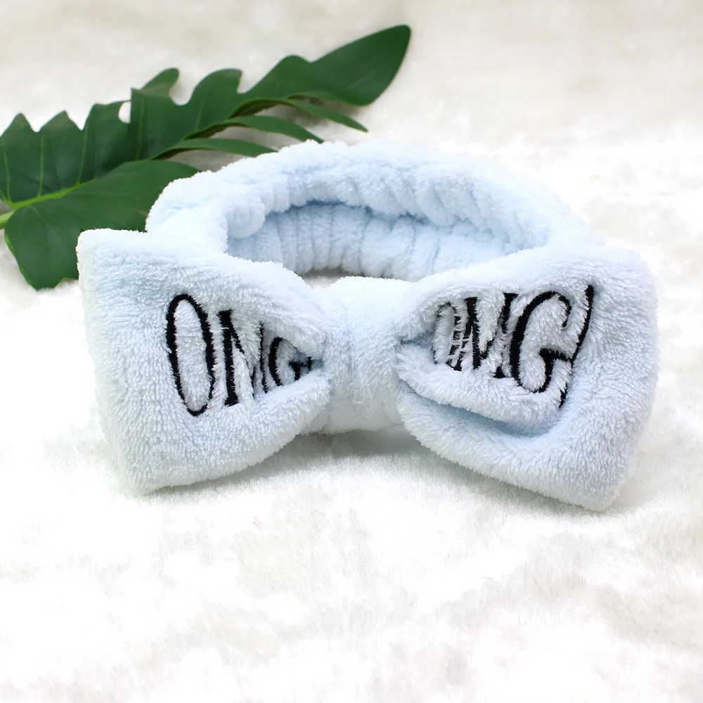 blue OMG буквы Женская Бабочка бант модная повязка для волос мытье лица головная повязка Головные уборы для девочек повязки для волос коралловый флис аксессуары для волос - Цвет: blue