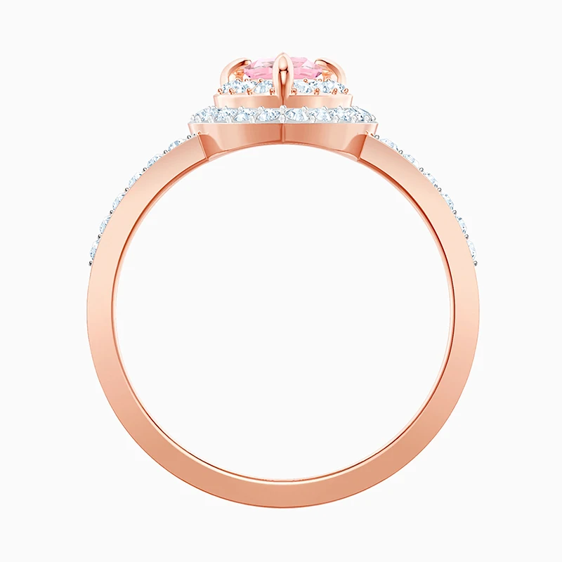 

Fashion Jewelry SWA New ONE Ring Rose Gold Fresh Light Pink Heart-Shaped Crystal Female Engagement Ring Elegant Romantic Gift