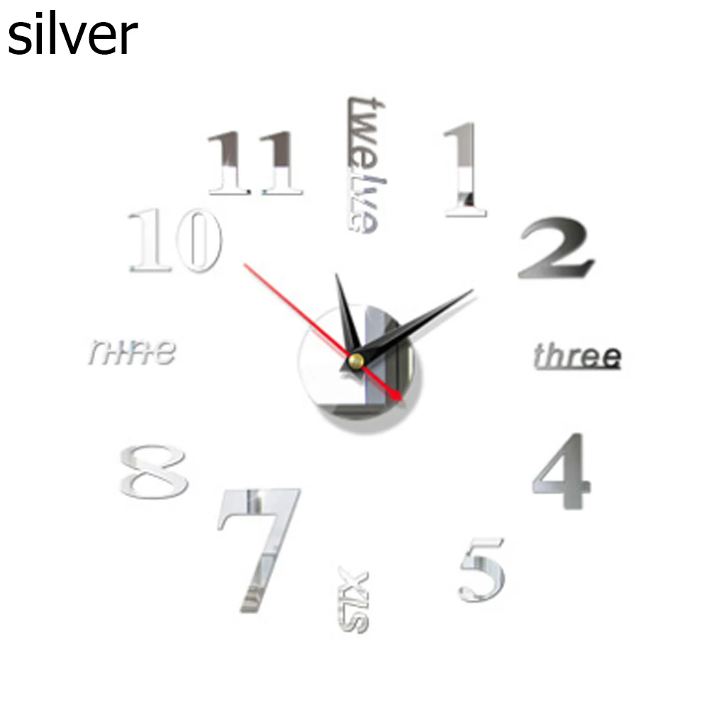 Новый 3D зеркальные настенные часы DIY большие наклейки аксессуары для гостиной
