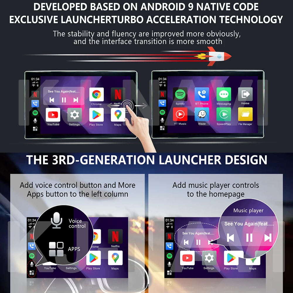 TF-карта AI Голосовая приставка Android 10 адаптер сенсорный экран беспроводной Carplay