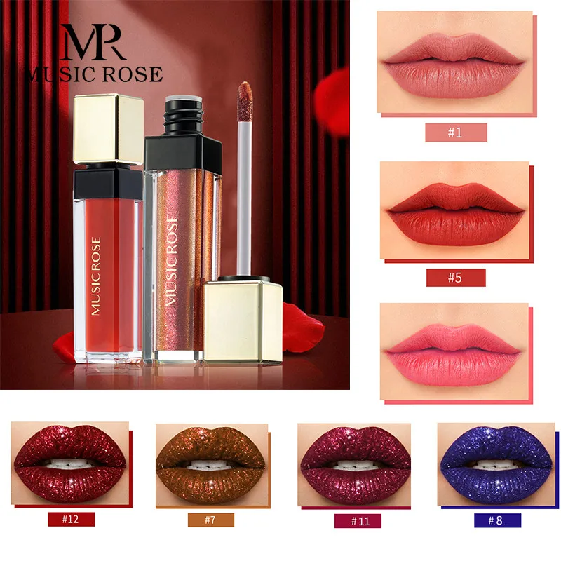 Музыкальная Роза женская красная Матовая жидкая губная помада блеск для губ