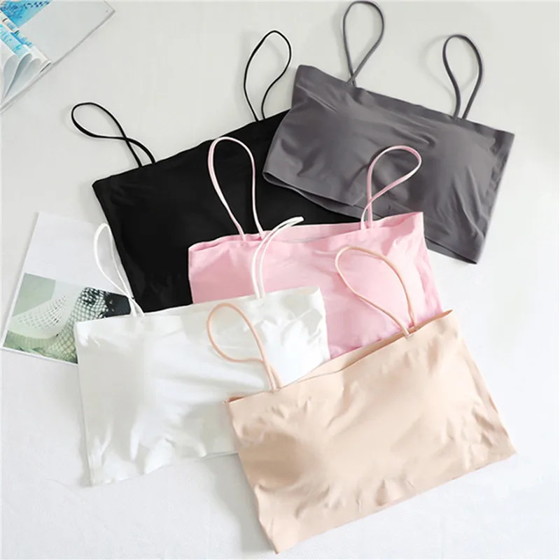 

Fashion Summer Sexy Bras For Women Push Up Lingerie Spandex Seamless Word Sling Female Tube Top 2021 White Bralette Top Tanks