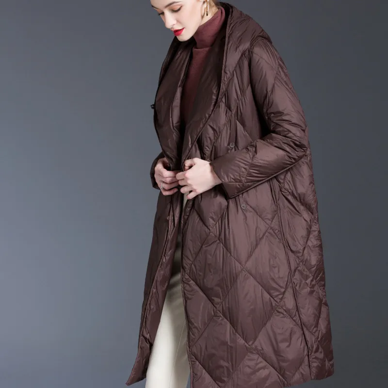 2022 Women's Winter Down Jacket Coats Women Light Ultra Long Warm Puffer Jacket Hooded Down Parka Female Outerwear Clothing