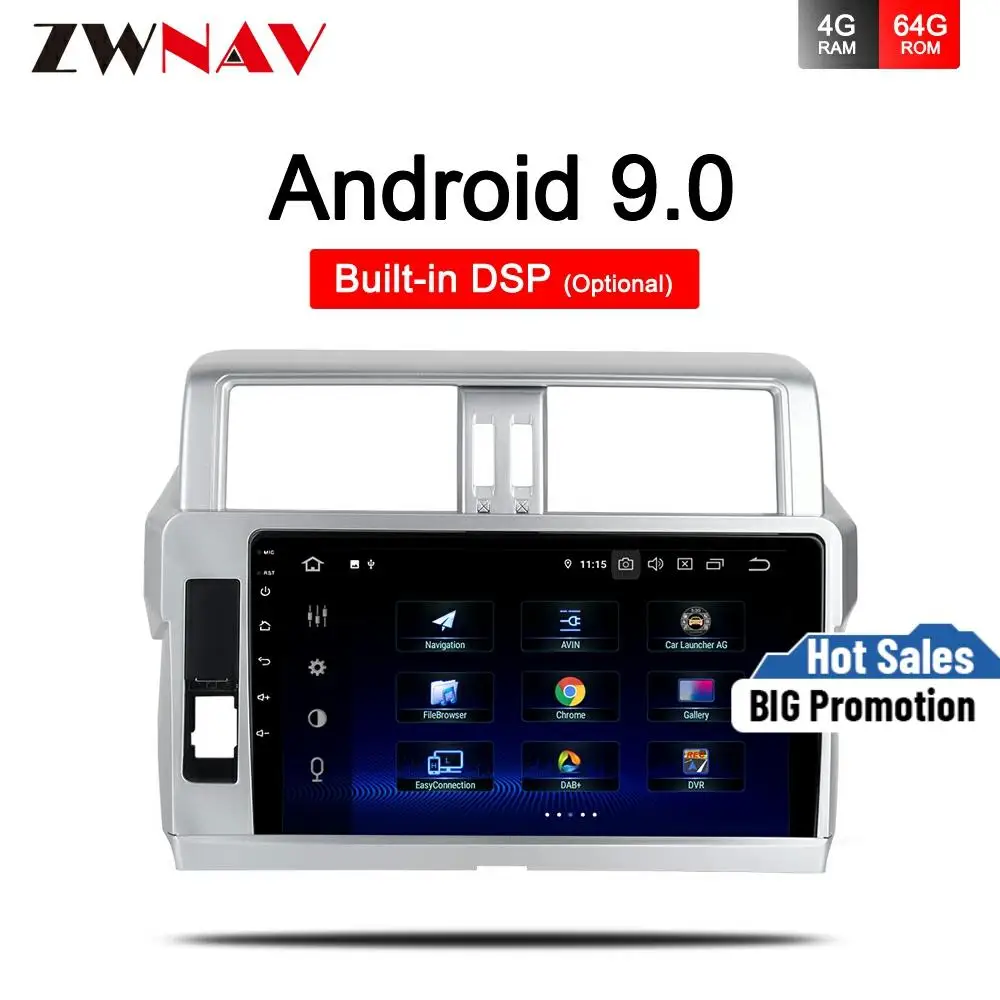 Автомобильный DVD плеер PX6 4 Гб + 64 ГБ Android 9 0 для Toyota Prado 150 2014 2015 2016 2017 автомобильный GPS
