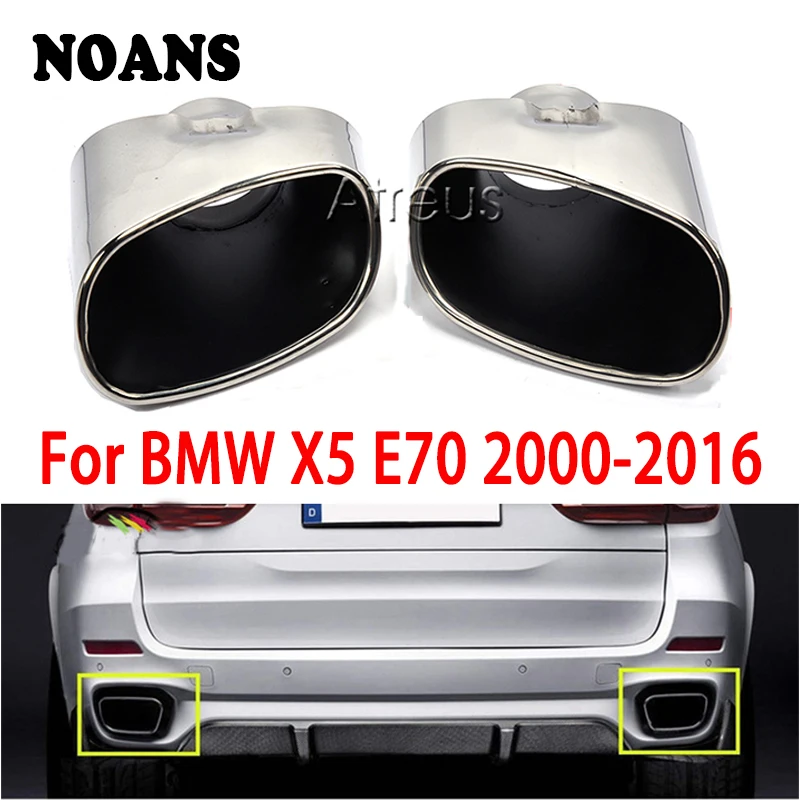 

1 Pair Chrome Exhaust Dual Tail Pipe Muffler Tip Stainless Steel Covers For BMW X5 E70 E53 2000-2016 Car-Styling Accessories