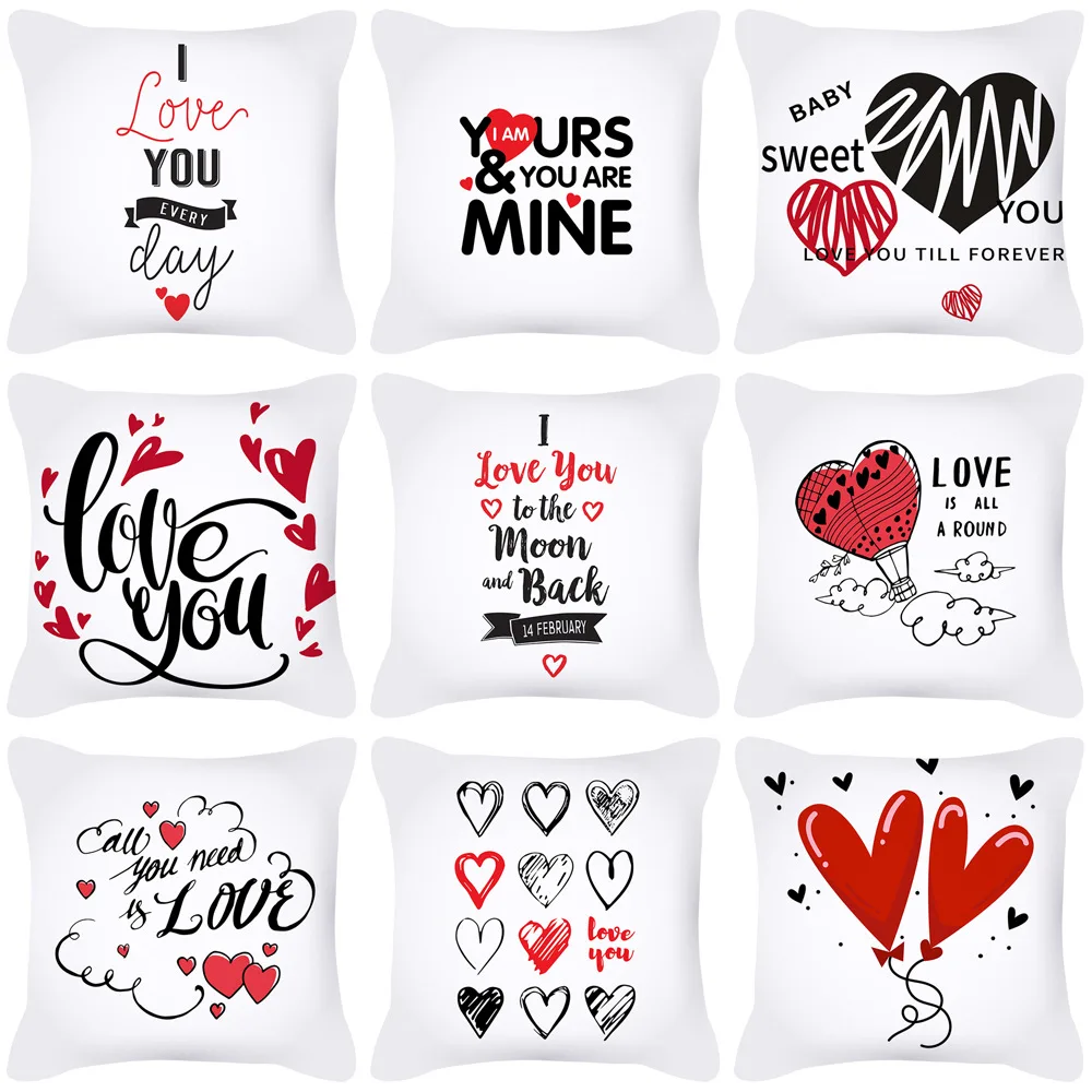 

North Europe Simple Love Letter Valentine's Day Gift Pillowcase Pillowcase Cushion Cover Home Decoration