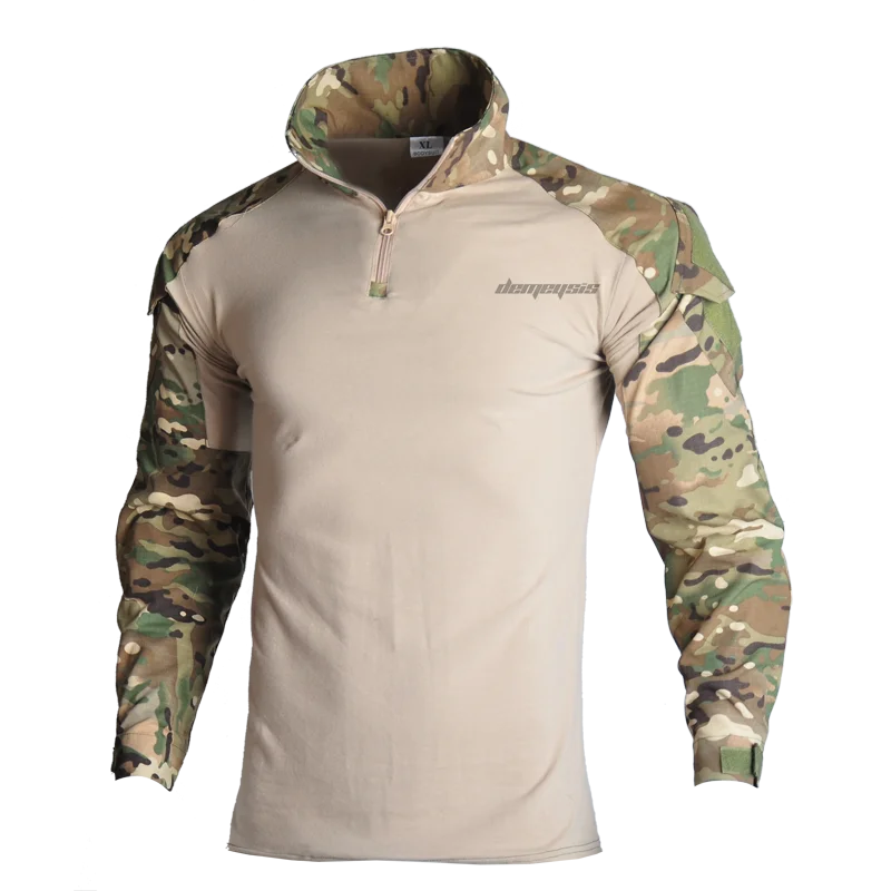 shirts multicam Тактические костюмы рубашка+ брюки с налокотниками Наколенники Мужская камуфляжная одежда для охотников Мультикам военная форма - Цвет: shirts multicam