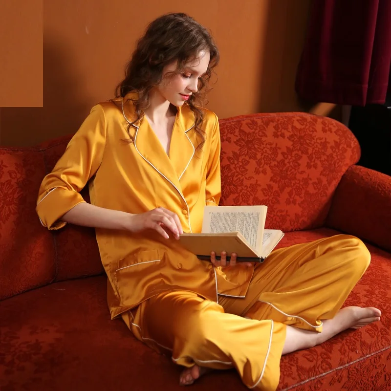 Новейшая Шелковая пижама Smmoloa лучшего качества для пар | Женская одежда