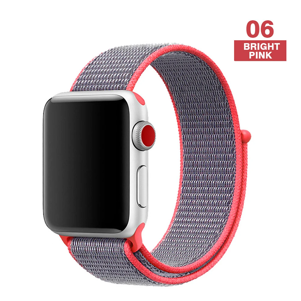 Electric Red Ремешок для наручных часов Apple Watch серии 3/2/1 38 мм 42 мм мягкий нейлон дышащий сменный ремешок Спортивные петли для наручных часов iwatch серии 4 5 40 мм 44 мм - Цвет ремешка: Electric Red