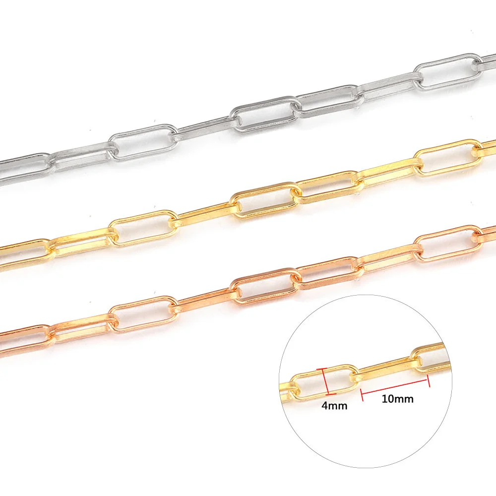 1 Meter Copper Clad Iron 4mmx10mm Gold Flat Drawn Cable Chain for DIY Square Jewelry Chains Accessories Wholesale | Украшения и