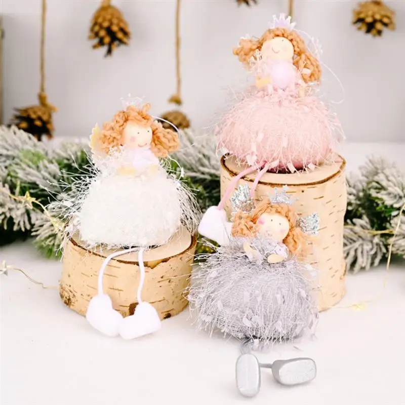 

Рождественский Ангел-девочка украшение для рождественской сцены, плюшевая кукла, подвесные Подвески, подвески для рождественской елки, про...