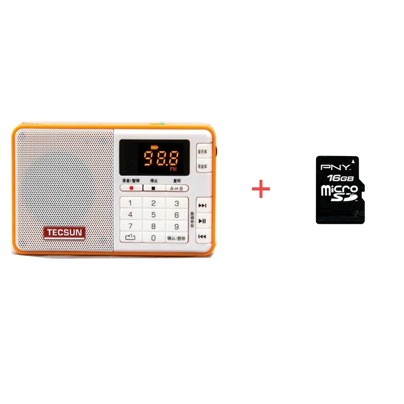 Yellow 16G TF card TECSUN Q3 радио карманный размер мини рекордер с 16G TF карта MP3 плеер FM стерео FM 76-108 МГц - Цвет: Yellow 16G TF card