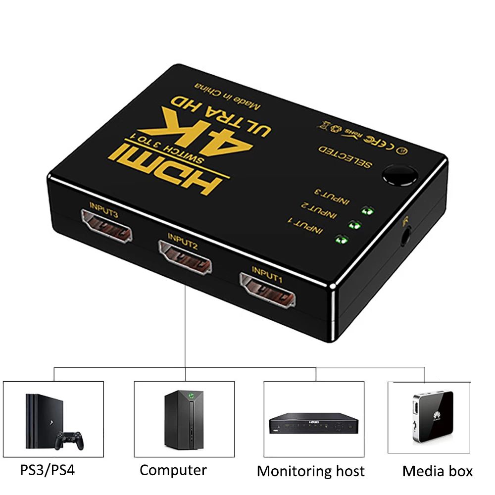

Сплиттер 3-в-1, 4K HDMI, 5 в 1, HDMi