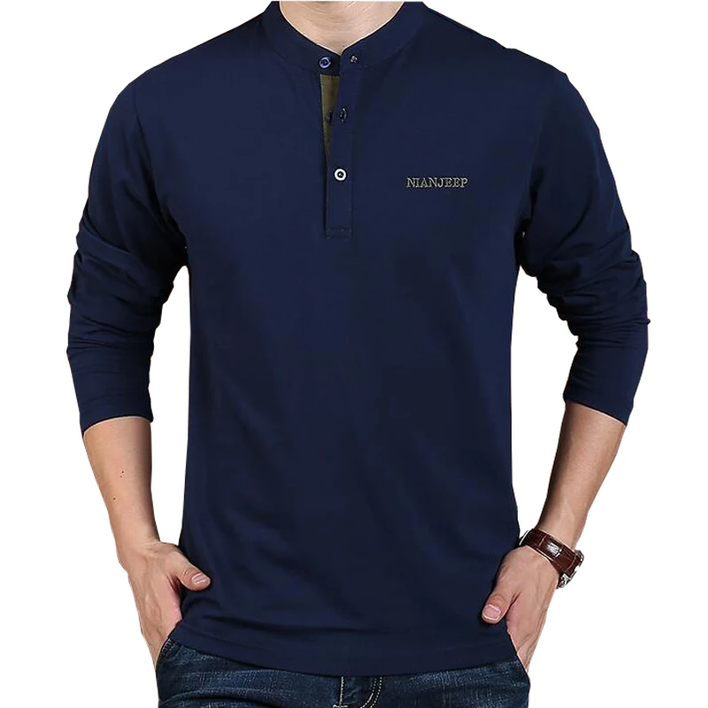 Футболка мужская с длинным рукавом брендовая приталенная тенниска из хлопка