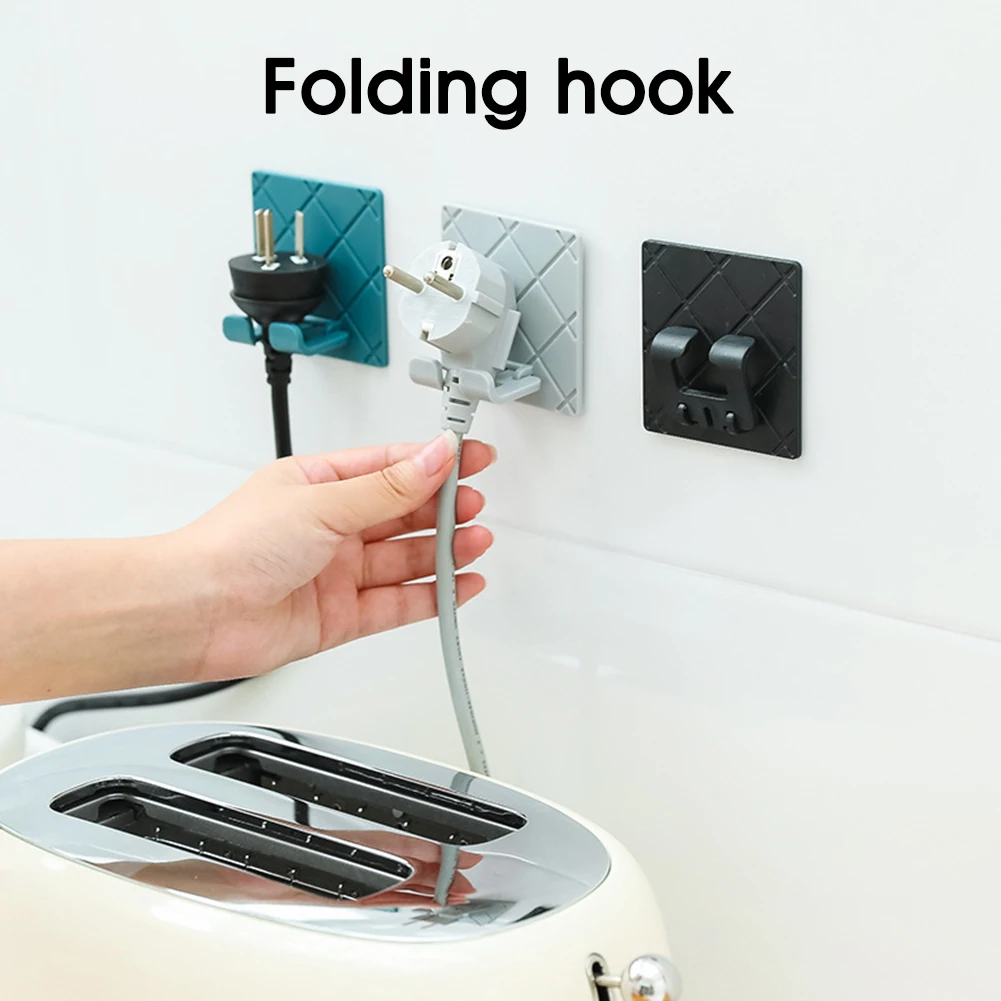 

Adhesive Foldable Socket Hook Power Plug Socket Holder Plastic Wall Door Hanger Room Kitchen Wall Storage Organizer Dropshipping