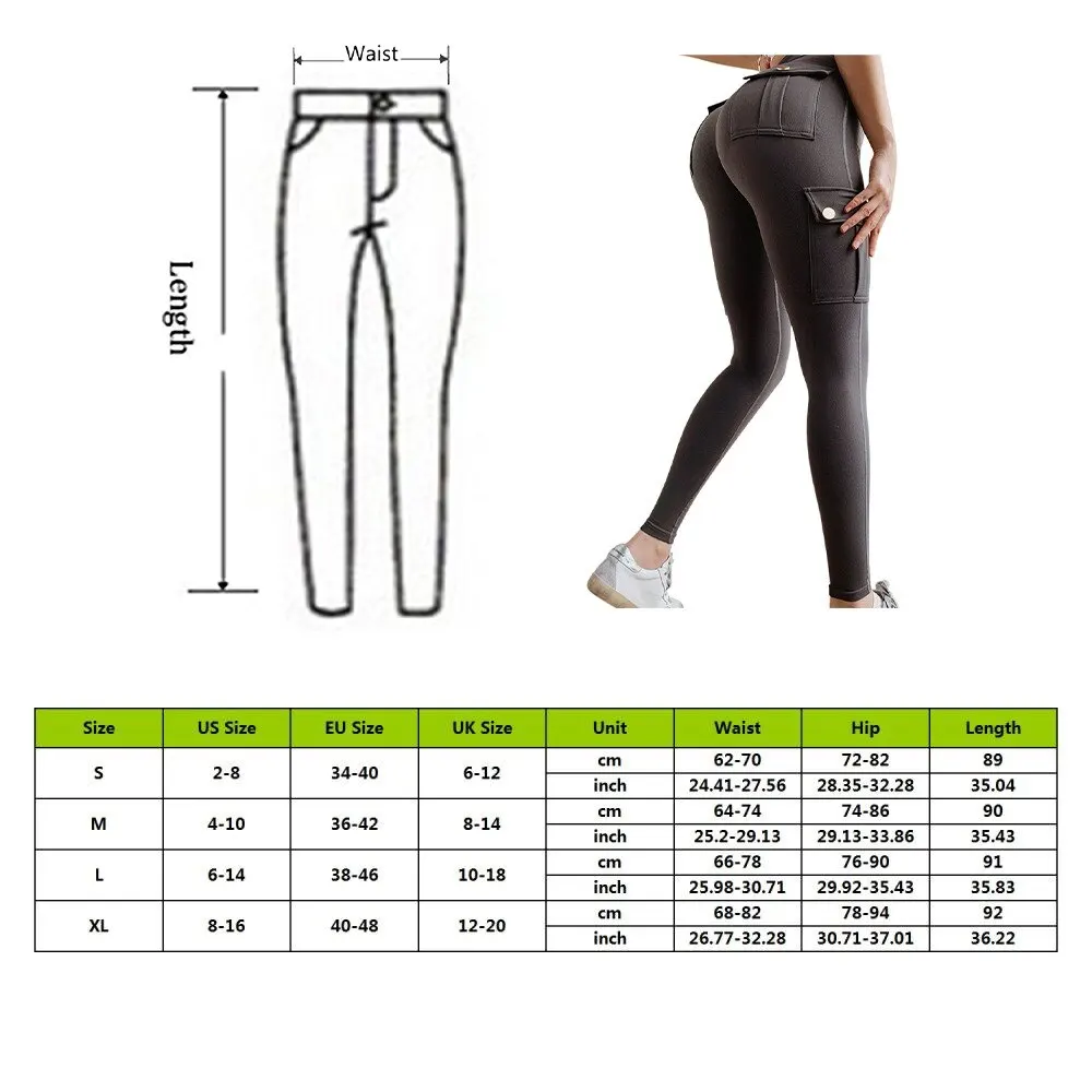 

Fitness Women Leggings Withe Pocket Solid High Waist Push Up Polyester Workout Leggings Cargo Pants Casual Hip Pop Pants