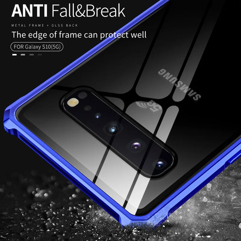 Luxury Metal Bumper Case For Samsung Galaxy S10 5G Cases Shockproof Glass Back Covers Aluminum Armor |