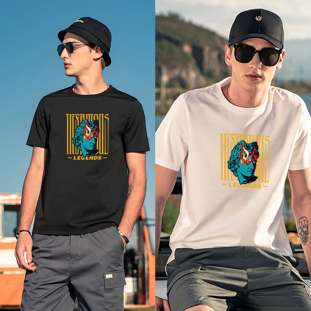 

T-shirt short-sleeved top fire eye boy print T-shirt cotton T-shirt comfortable oversized T-shirt