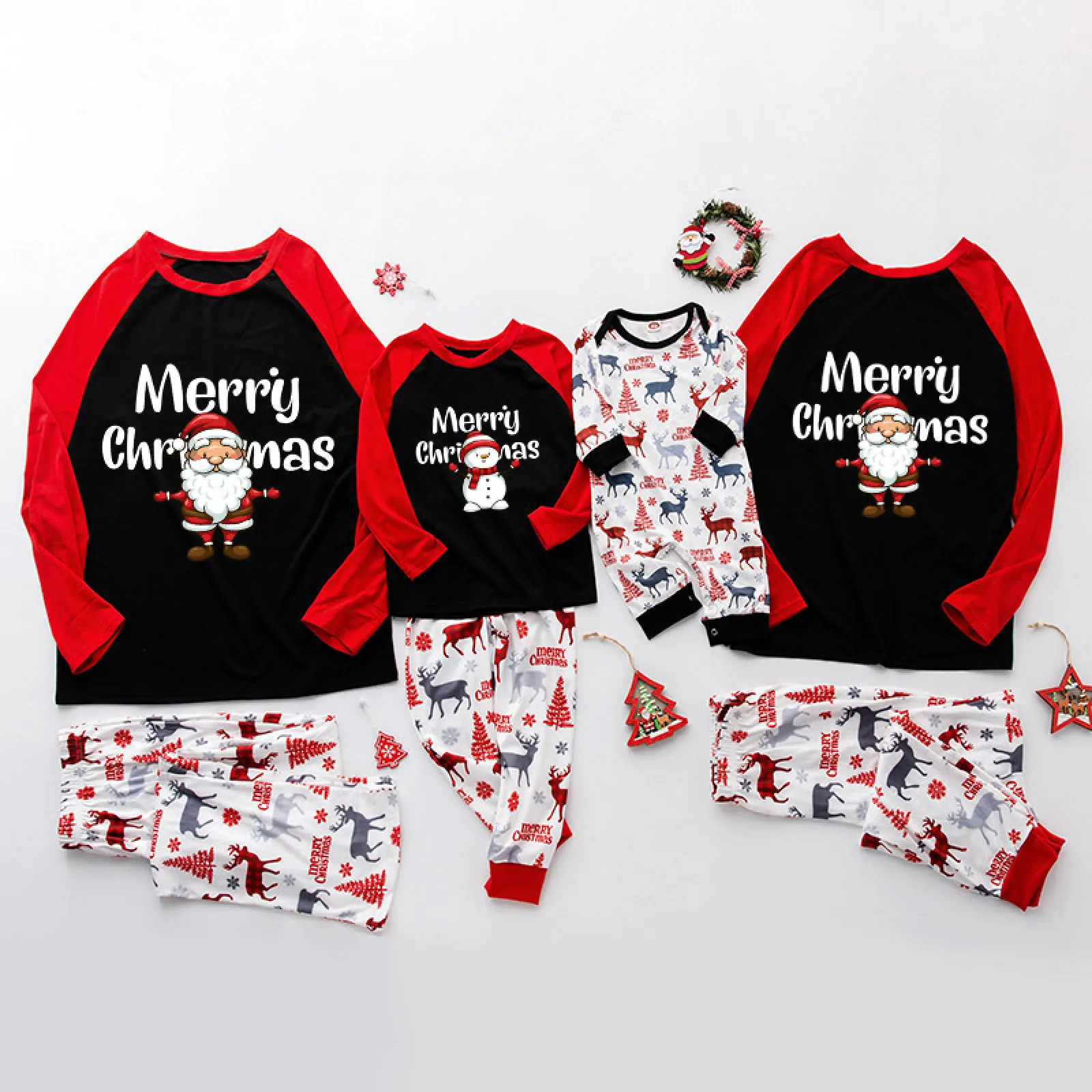 

Family Christmas Costume Set Christmas Pajamas 2021 Fashion Santa Stitching Adult Children's Set Baby Jumpsuits Home Wear Pajama