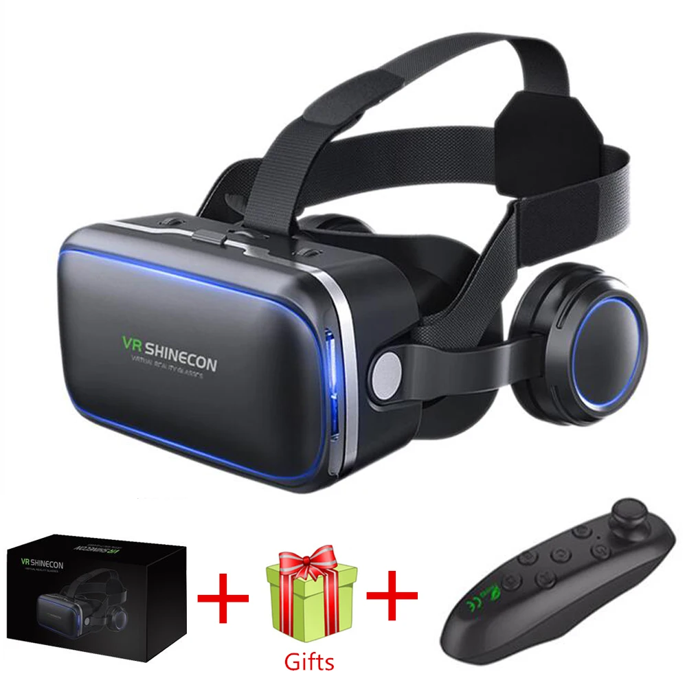 VR shinecon 6.0 гарнитура Версия Очки виртуальной реальности 3D очки гарнитура шлемы смартфонов полный пакет+ геймпад - Цвет: Bundle 3