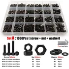 4001060X M1.6 M2 M3 M4 M5 Black12.9 Класс Сталь Allen шестигранный Набор торцевых головок Кепки Болт С Головкой гайка шайба комплект кабельные наконечники в наборе для коробка