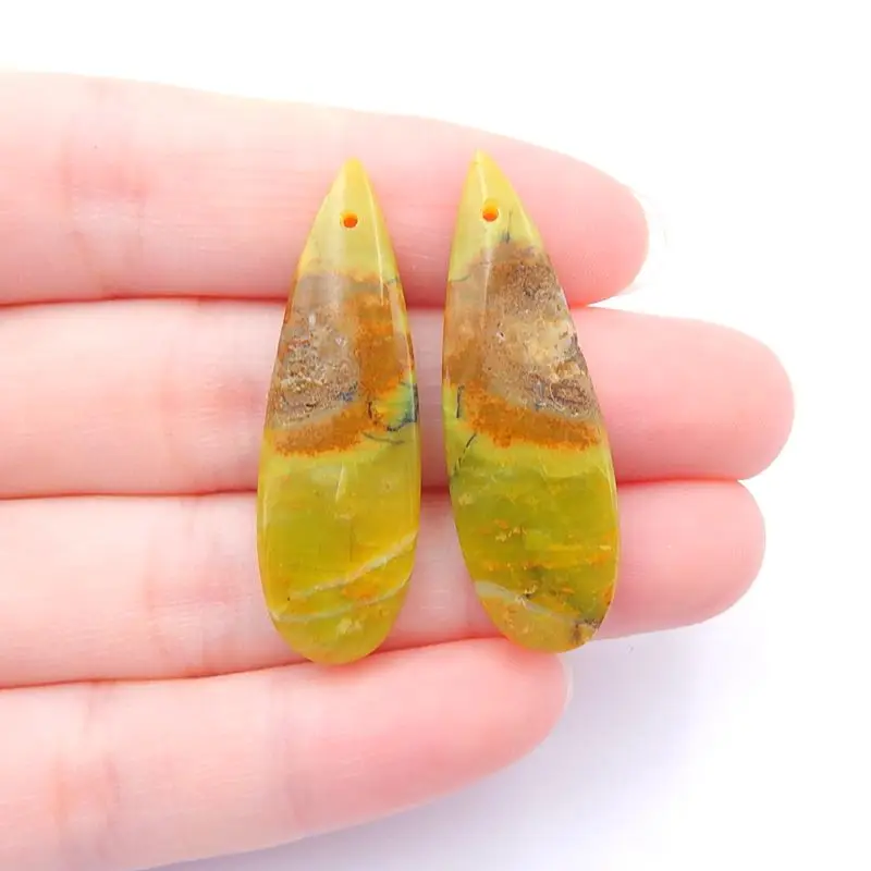 Женские серьги из драгоценных камней 1 пара модные с желтым опалом размеры 37x12x4 мм