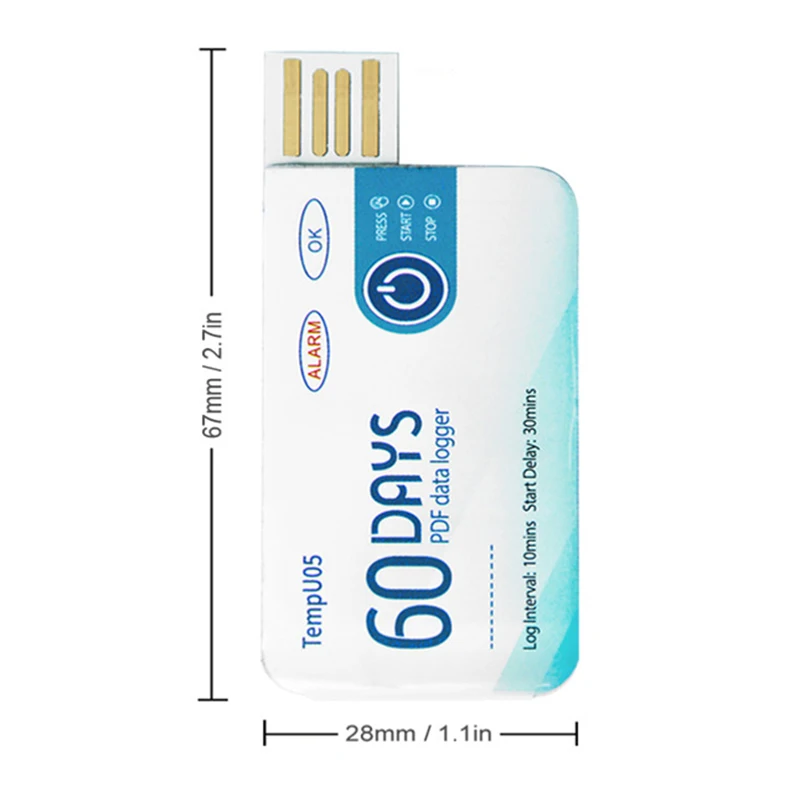 USB Регистратор температуры регистратор данных одноразовые 60 дней записи 1000
