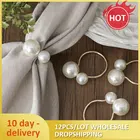 12 шт.лот, элегантные жемчужные кольца для салфеток, золотой Крестильный браслет, металлическая подставка для салфеток, свадебный подарок, декор для невесты, товары для вечерние