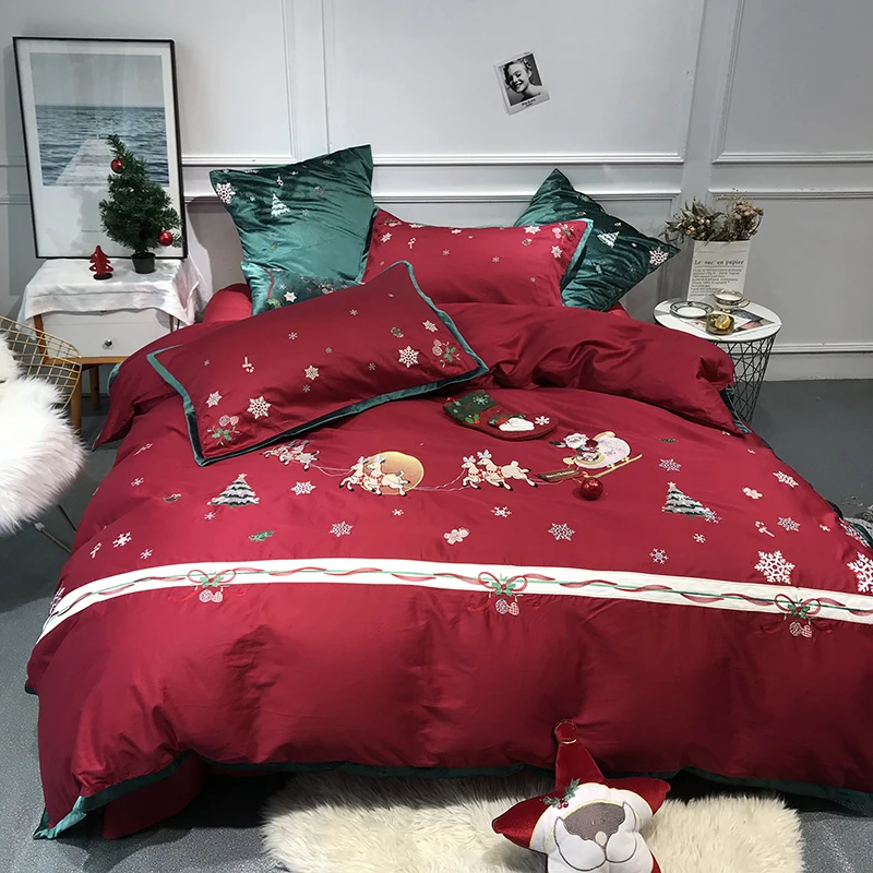 Высококачественный Комплект постельного белья из египетского хлопка с вышивкой