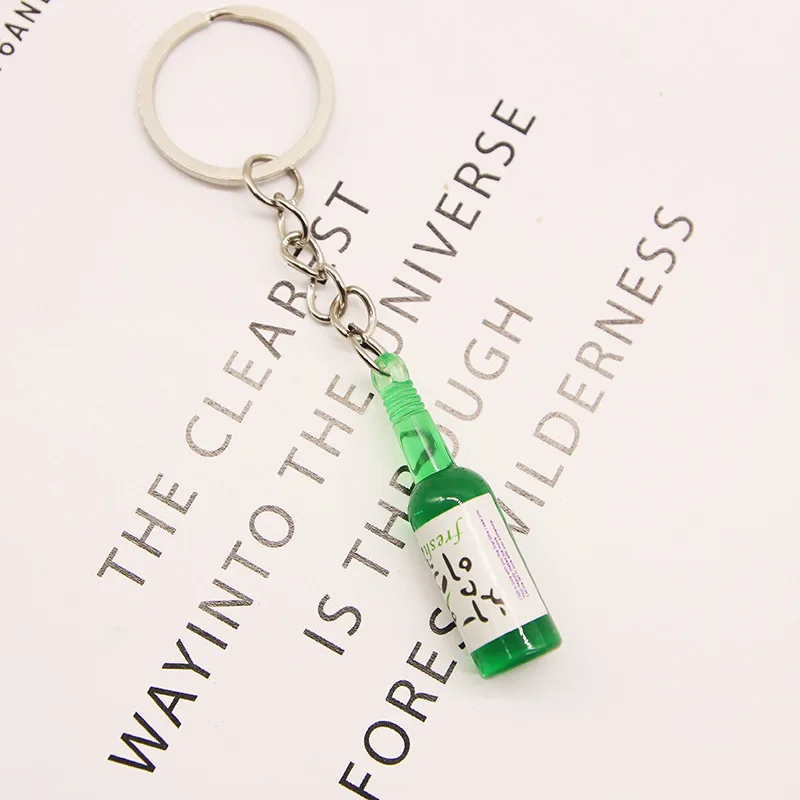 

YEYULIN 6Pcs Cute Resin Beer Wine Bottle Keychain Assorted Color for Women Men Car Bag Keyring Pendant Accessions Party Gift