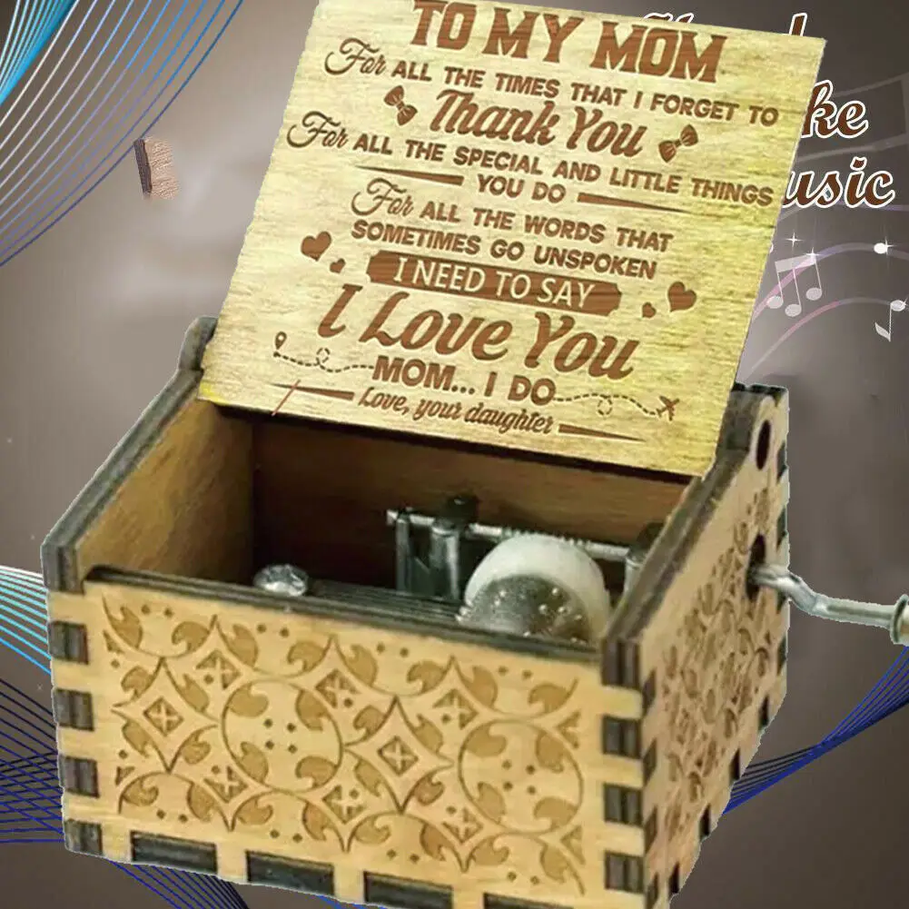 Дочь маме спасибо я люблю вас гравированная музыкальная шкатулка винтажное