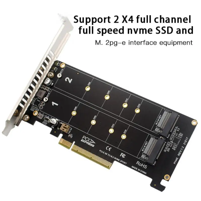 Двойная NVME RAID PCI-E X8 раздельная карта PCI-EX8 Dual-disk M.2 MKEY SSD array адаптер для материнской