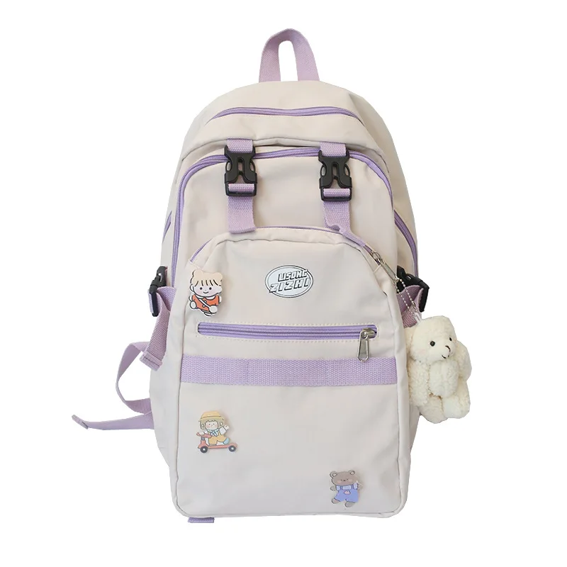 

College style art canvas soft girl student schoolbag casual all-match color matching large capacity backpack