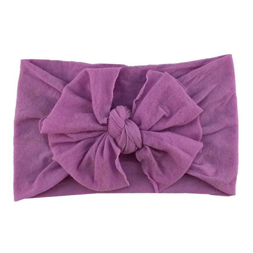 purple Новая брендовая нейлоновая повязка на голову с бантом для маленьких девочек, повязка для волос с бантиком, аксессуары, однотонный головной убор ободок, реквизит для фотосессии, подарки - Цвет: purple