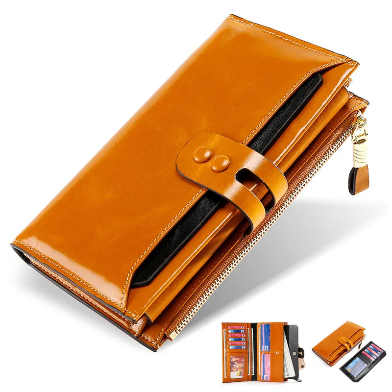 Женские винтажные кошельки из натуральной коровьей кожи Длинные вместительные