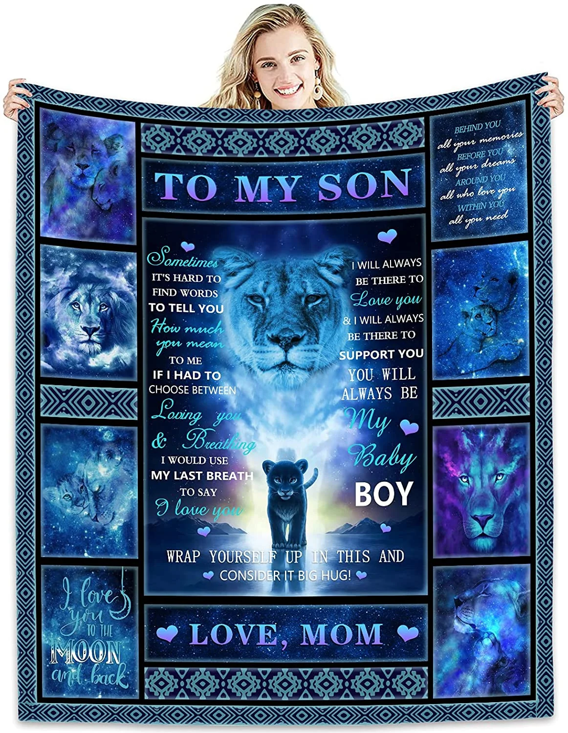 

To My Son Letter Printed Blanket Ultra-Soft Micro Fleece Throw Blankets From Mom Dad Gifts for Son Fuzzy Soft Blanket