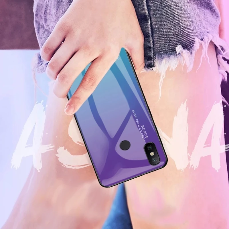 Градиентный чехол из закаленного стекла для Xiaomi Redmi Note 7 6 5 Pro Pocophone F1 Mi8 Mi A3 A2 Lite 6X 5X