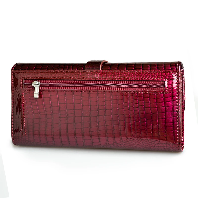 hh women long wallet genuine leather wallets red aligator pattern cowhide purse three fold large capacity clutch wallet luxury free global shipping