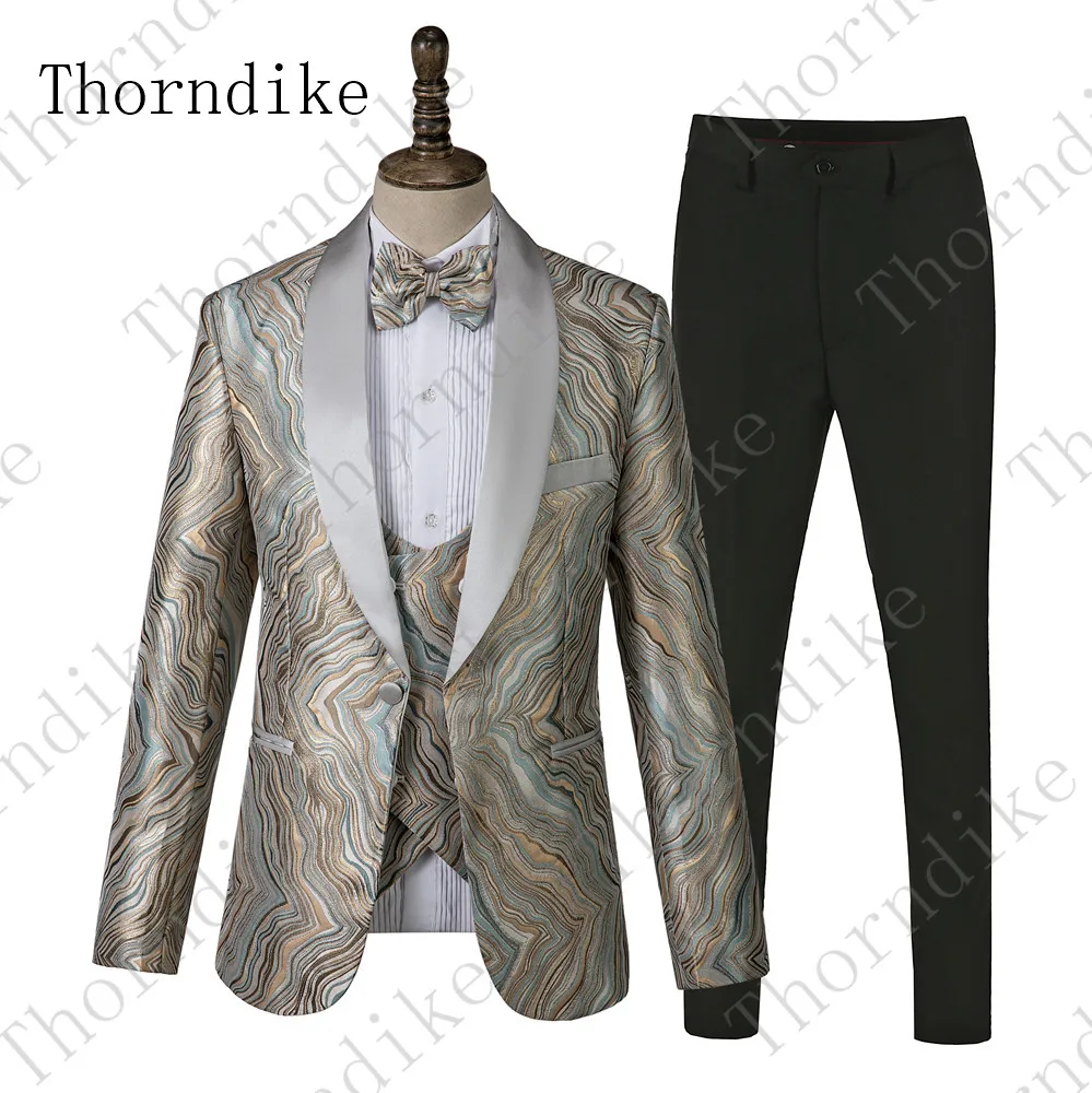Шикарные Свадебные смокинги Thorndike мужские костюмы облегающие для мужчин мужской