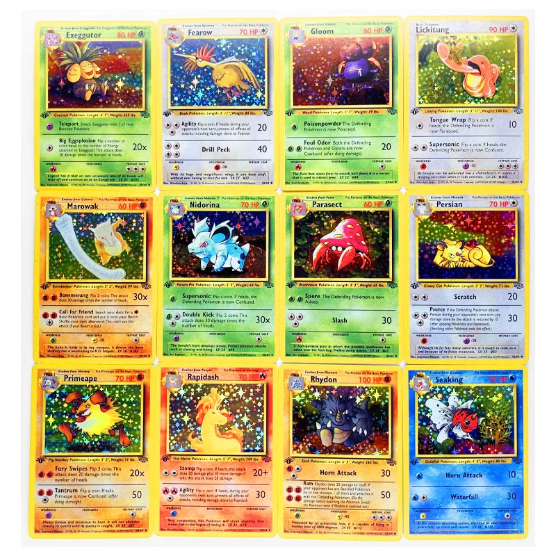 Set de 48 unids/set "Pokemon Jungle" 1997, paquete de expansi&oacute;n, reedici&oacute;n de juguetes, pasatiempos, colecci&oacute;n de juegos coleccionables, tarjetas de Anime-2