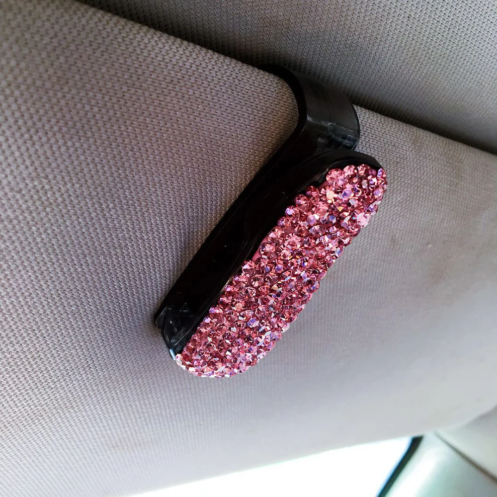 Автомобильный Стайлинг Bling автомобильный футляр для солнечных очков алмазный горный хрусталь Блестящий автомобильный козырек солнцезащитные очки клип держатель