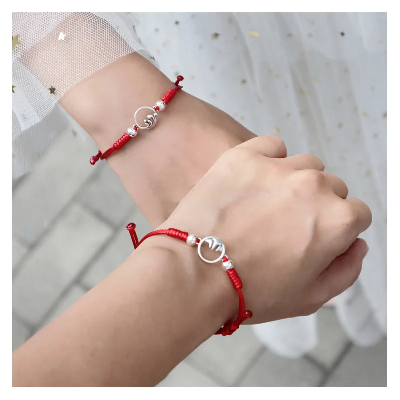 La Monada горная пара красная нить для рук 925 пробы Серебряный браслет красные