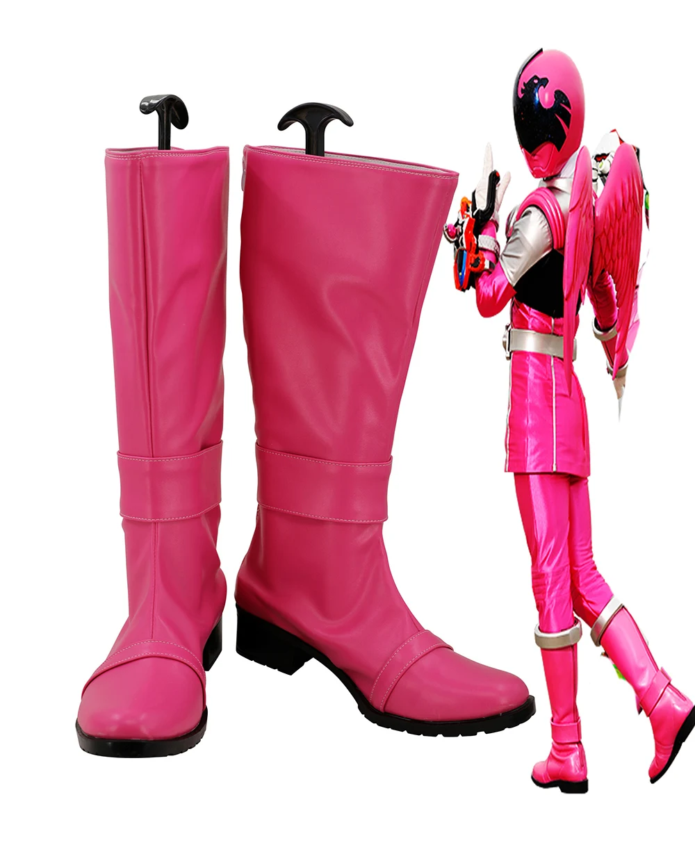 Сапоги для косплея Uchu Sentai Kyuranger Raptor 283 Розовая обувь космическая эскадрила девять