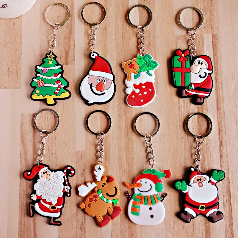 Новинка 2019 лидер продаж брелки из ПВХ в виде Санта Клауса/саней/оленя/дерева