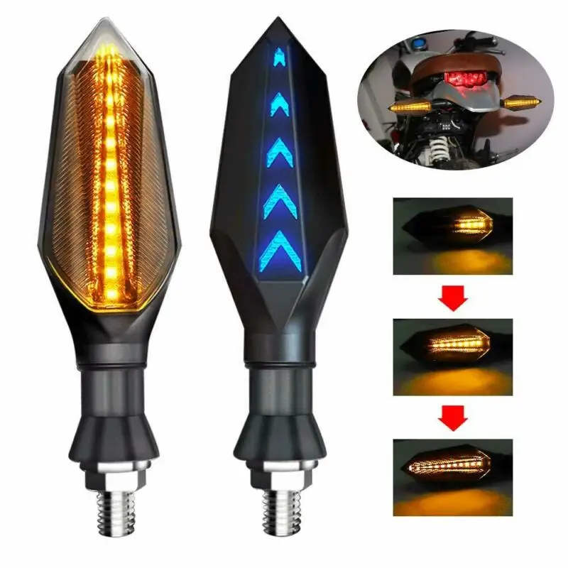 

Turn Signal Light Motorcycle Flowing Accessories Blinker Lamp Amber/Blue